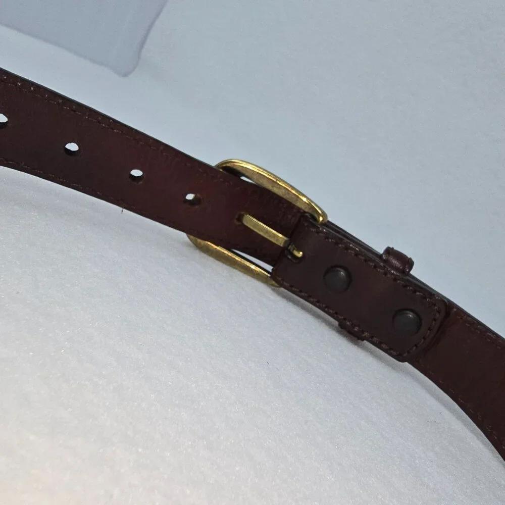 Brighton Belt P2707 Mens 36 Brown Leather Woven Inlay Brass Buckle